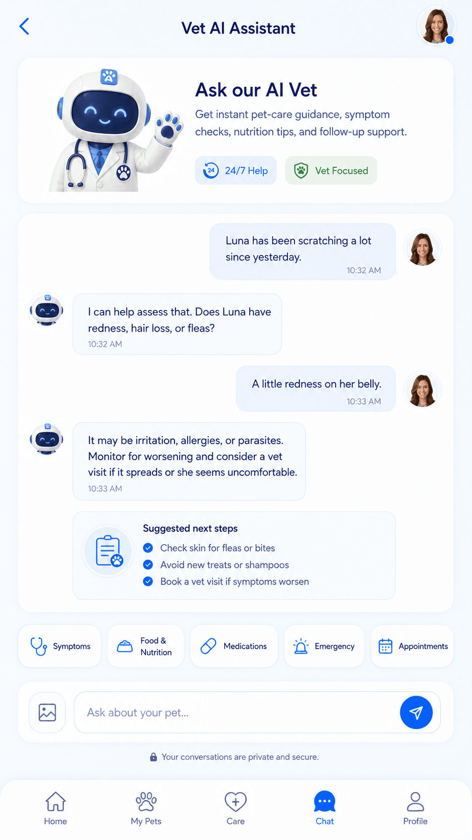 PetAI mobile conversation